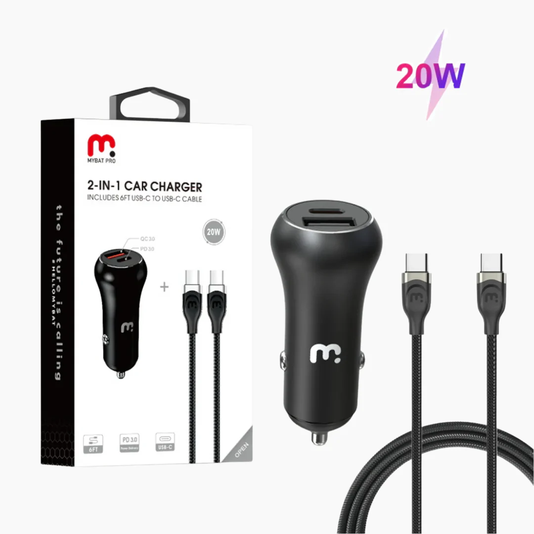 Dual Port USB-A and USB-C Fast Charging Car Charger